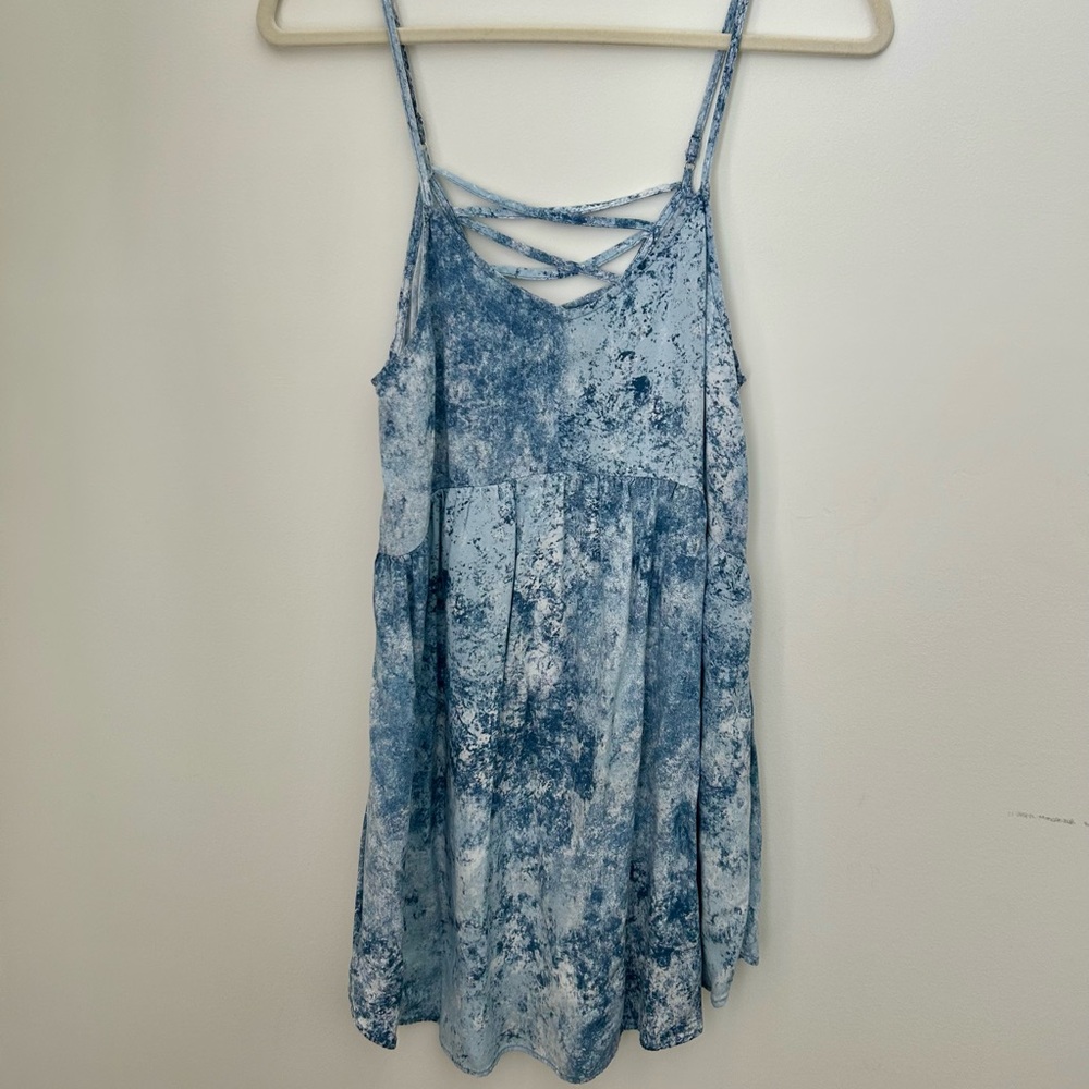 Blue Tie-Dye Strappy Dress